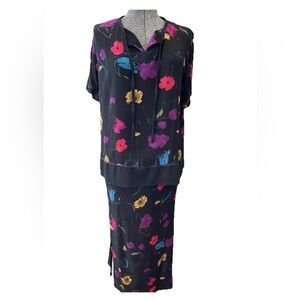 C M Shapes 2 piece crepe rayon skirt and top-ladies small-1980/90s-EUC-read Msmt